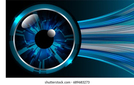 future technology, blue eye cyber security concept background, abstract hi speed digital internet.motion move blur. pixel. vector