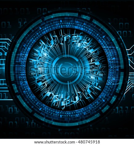 future technology, blue eye cyber security concept background, abstract hi speed digital internet