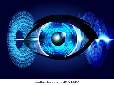 future technology, blue eye light cyber security concept background, abstract hi speed digital data internet website. motion move speed blur. eyeball vector