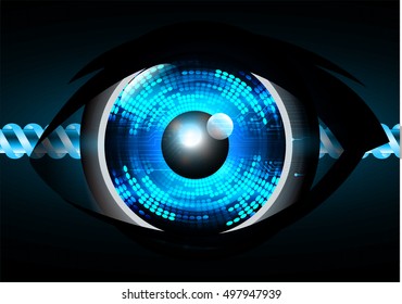 future technology, blue eye light cyber security concept background, abstract hi speed digital data internet website. motion move speed blur. vector eyeball