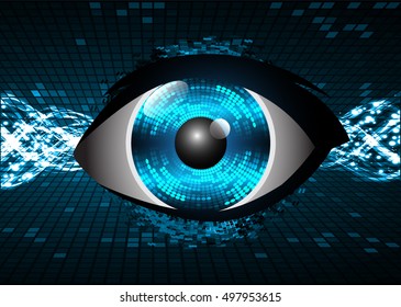 future technology, blue eye light cyber security concept background, abstract hi speed digital data internet website. motion move speed blur. vector eyeball