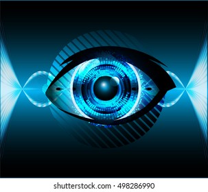 future technology, blue eye light cyber security concept background, abstract hi speed digital data internet website. motion move speed blur. vector eyeball