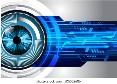 future technology, blue eye light cyber security concept background, abstract hi speed digital data internet website. motion move speed blur. eyeball vector