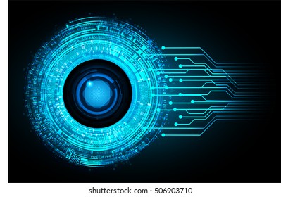 future technology, blue eye light cyber security concept background, abstract hi speed digital data internet website. motion move speed blur. eyeball
