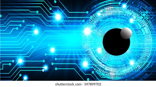 future technology, blue eye security concept background, abstract hi speed digital internet.motion move blur. pixel eyeball. vector