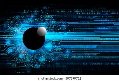 future technology, blue eye security concept background, abstract hi speed digital internet.motion move blur. pixel eyeball. vector