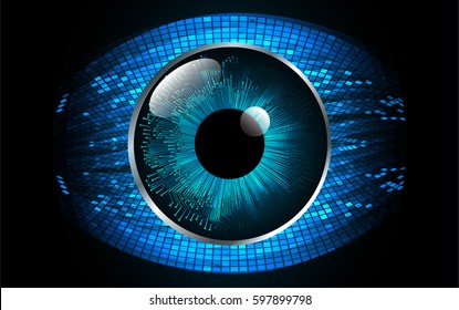 future technology, blue eye security concept background, abstract hi speed digital internet.motion move blur. pixel eyeball. vector