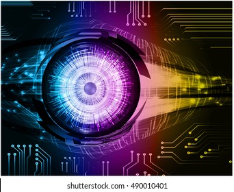 future technology, blue purple yellow eye cyber security concept background, abstract hi speed digital internet.motion move speed blur. vector