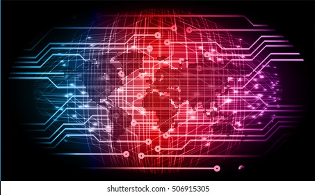 future technology, blue red purple world light cyber security concept background, abstract hi speed digital data internet website. motion move speed blur. pixel