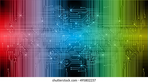 future technology, blue red yellow silver light cyber security concept background, abstract hi speed digital data internet website. motion move speed blur. vector