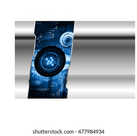 future technology, blue silver cyber security concept background, text box