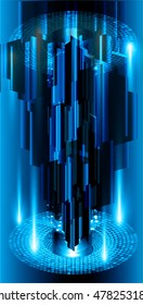 future technology, blue silver cyber security concept background, abstract hi speed digital internet technology