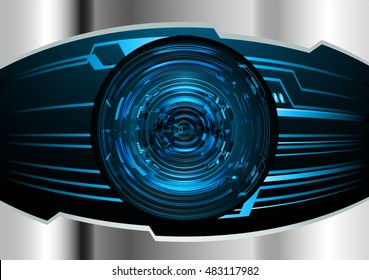 future technology, blue silver eye cyber security concept background, abstract hi speed digital internet.motion move speed blur