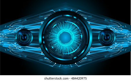 future technology, blue silver eye cyber security concept background, abstract hi speed digital internet.motion move speed blur