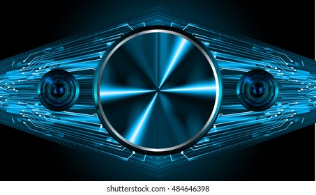 future technology, blue silver eye cyber security concept background, abstract hi speed digital internet.motion move speed blur
