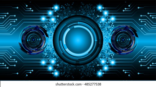 future technology, blue silver eye cyber security concept background, abstract hi speed digital internet.motion move speed blur. vector
