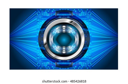 future technology, blue silver eye cyber security concept background, abstract hi speed digital internet.motion move speed blur