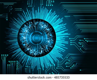future technology, blue silver eye cyber security concept background, abstract hi speed digital internet.motion move speed blur. eyeball