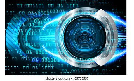 future technology, blue silver eye cyber security concept background, abstract hi speed digital internet.motion move speed blur. eyeball