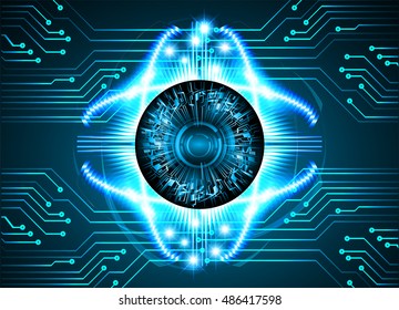 future technology, blue silver eye cyber security concept background, abstract hi speed digital internet.motion move speed blur. eyeball vector