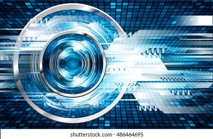 future technology, blue silver eye cyber security concept background, abstract hi speed digital internet.motion move speed blur. eyeball vector