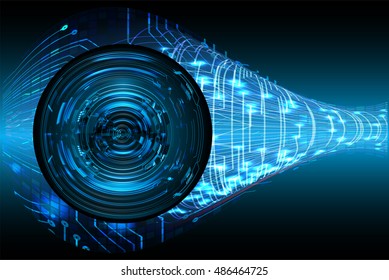 future technology, blue silver eye cyber security concept background, abstract hi speed digital internet.motion move speed blur. eyeball vector