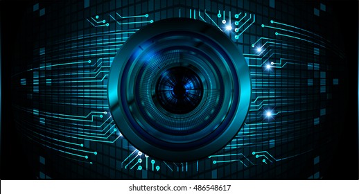 future technology, blue silver eye cyber security concept background, abstract hi speed digital internet.motion move speed blur. eyeball vector