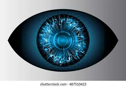 future technology, blue silver eye cyber security concept background, abstract hi speed digital internet.motion move speed blur. eyeball vector