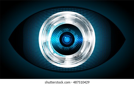 future technology, blue silver eye cyber security concept background, abstract hi speed digital internet.motion move speed blur. eyeball vector