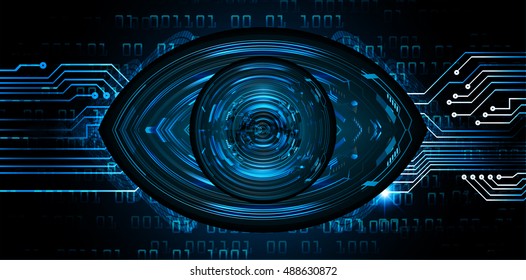 future technology, blue silver eye cyber security concept background, abstract hi speed digital internet.motion move speed blur. eyeball vector