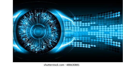 future technology, blue silver eye cyber security concept background, abstract hi speed digital internet.motion move speed blur. eyeball vector