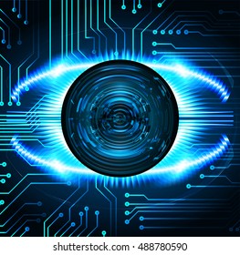 future technology, blue silver eye cyber security concept background, abstract hi speed digital internet.motion move speed blur. eyeball vector