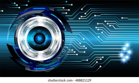 future technology, blue silver eye cyber security concept background, abstract hi speed digital internet.motion move speed blur. eyeball vector