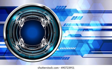 future technology, blue silver eye cyber security concept background, abstract hi speed digital internet.motion move speed blur. grid Hexagon. eyeball