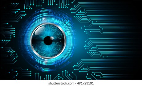 future technology, blue silver eye cyber security concept background, abstract hi speed digital internet.motion move speed blur. eyeball. vector