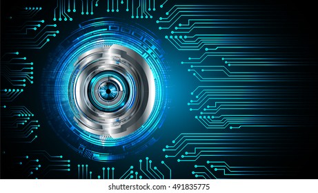 future technology, blue silver eye cyber security concept background, abstract hi speed digital internet.motion move speed blur. eyeball. vector