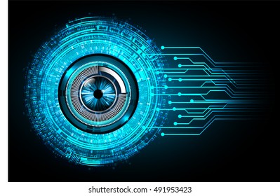future technology, blue silver eye cyber security concept background, abstract hi speed digital internet.motion move speed blur. eyeball. vector