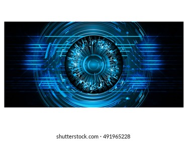 future technology, blue silver eye cyber security concept background, abstract hi speed digital internet.motion move speed blur. eyeball. vector