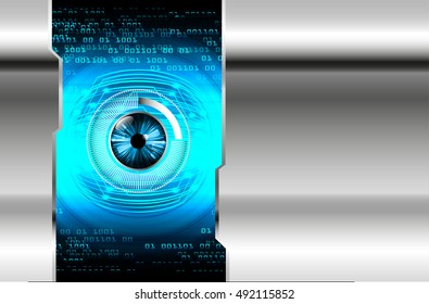future technology, blue silver eye cyber security concept background, abstract hi speed digital internet.motion move speed blur. eyeball. vector