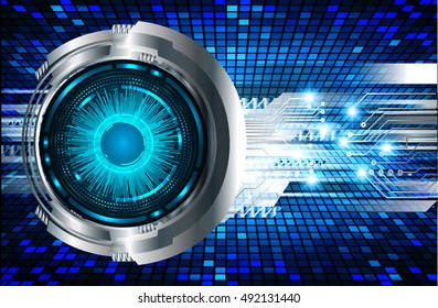 future technology, blue silver eye cyber security concept background, abstract hi speed digital internet.motion move speed blur. eyeball. vector