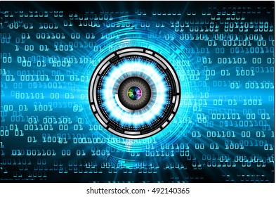 future technology, blue silver eye cyber security concept background, abstract hi speed digital internet.motion move speed blur. eyeball.