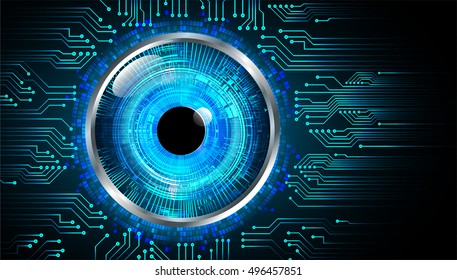future technology, blue silver eye light cyber security concept background, abstract hi speed digital data internet website. motion move speed blur. vector pixel. eyeball