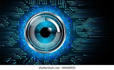 future technology, blue silver eye light cyber security concept background, abstract hi speed digital data internet website. motion move speed blur. vector pixel. eyeball