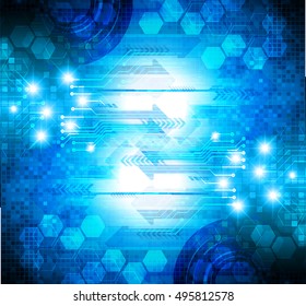 future technology, blue silver light cyber security concept background, abstract hi speed digital data internet website. motion move speed blur. vector. Hexagon pixel