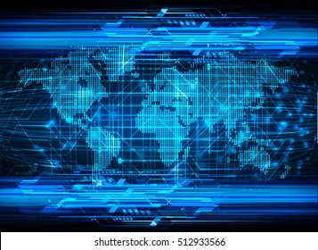 future technology, blue world cyber security concept background, abstract hi speed digital internet.motion move speed blur. pixel vector