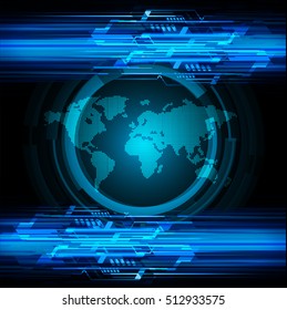 future technology, blue world cyber security concept background, abstract hi speed digital internet.motion move speed blur. pixel vector