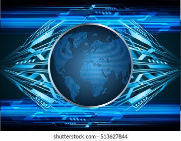 future technology, blue world cyber security concept background, abstract hi speed digital internet.motion move speed blur. pixel vector