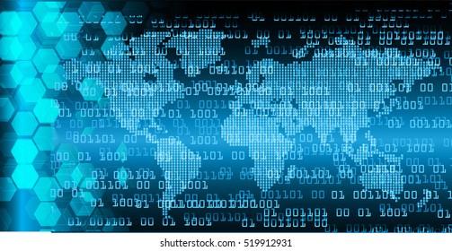 future technology, blue world cyber security concept background, abstract hi speed digital internet.motion move speed blur. pixel . Hexagonal grid vector