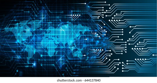 future technology, blue world cyber security concept background, abstract hi speed digital internet.motion move blur. pixel. vector