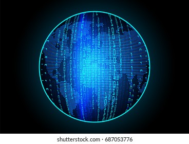 future technology, blue world map cyber security concept background